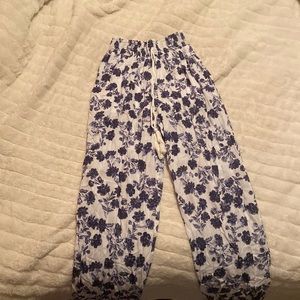 blue flower dress pants